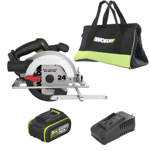 מסור עגול 20V סוללה 4AH ומטען WORX WU536