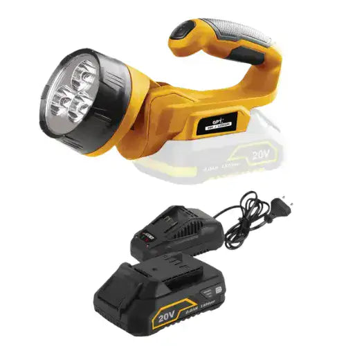 פנס 3W 20V סוללה 2Ah ומטען GPT TOT019