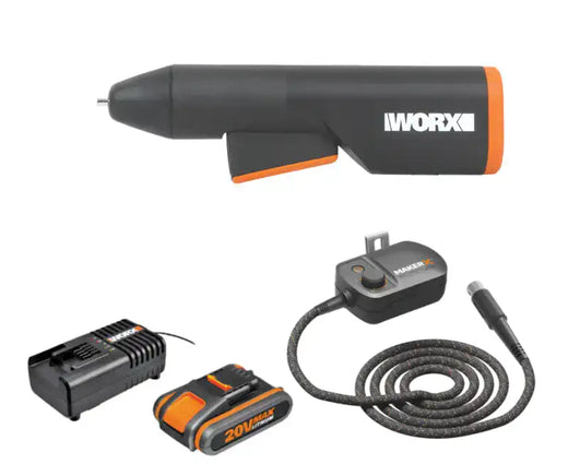 אקדח דבק חם קטן 20V סוללה 2Ah ומטען WX746.9 WORX WX746.9+WA7161-1-2