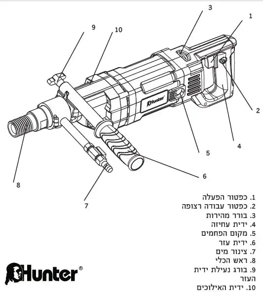 מכונת קידוח יהלום Hunter 101811-003 1300W - מבט נוסף 2