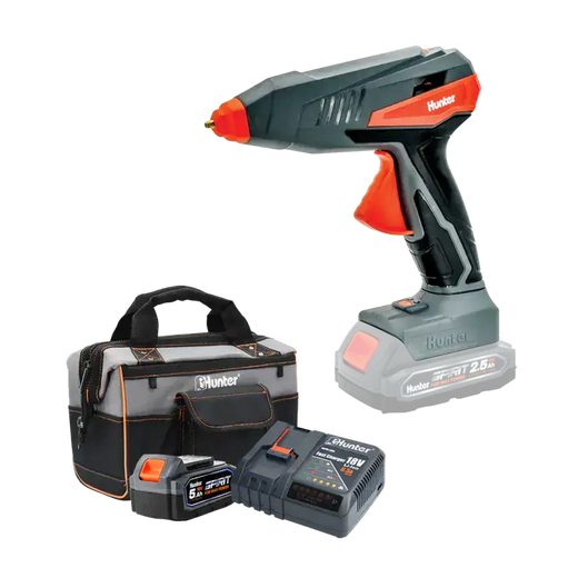אקדח דבק חם נטען 18V 100W תיק מטען סוללה 5Ah האנטר HUNTER Hunter 100701-004