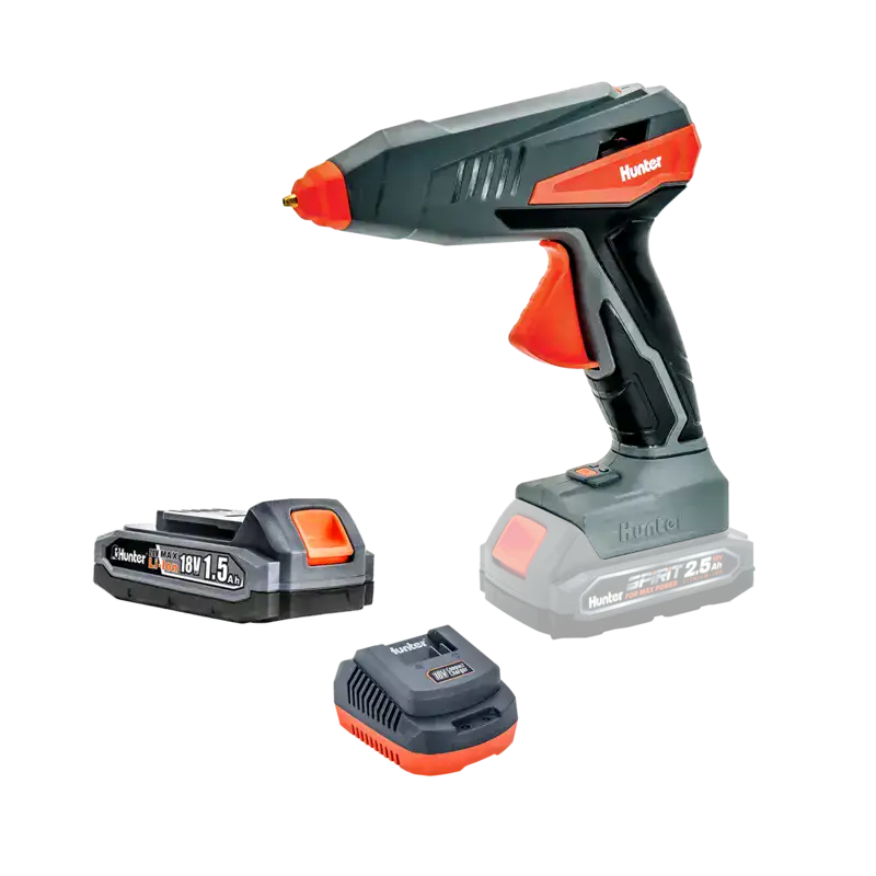 אקדח דבק 18V סוללה 1.5AH ומטען 100701-005 HUNTE Hunter