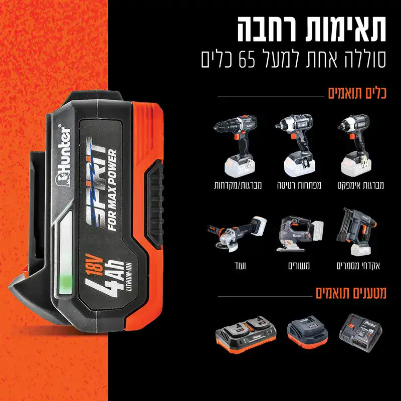 סוללה Hunter 102702-016 18V 4AH - מבט נוסף 4