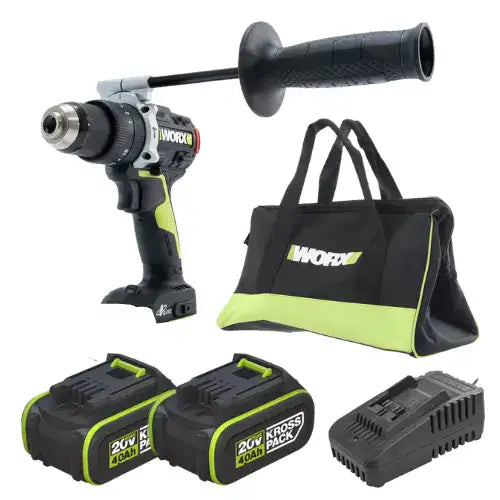 מקדחה 20V שתי סוללות 4AH ומטען WU373 WORX WU373.91-2-4