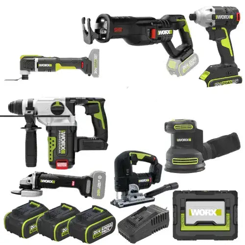 סט 7 כלים שלוש סוללות 4Ah ומטען בארגז/תיק WORX MTB377