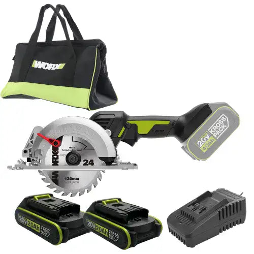 מסור עגול 20V שתי סוללות 2AH ומטען WORX WU533.9