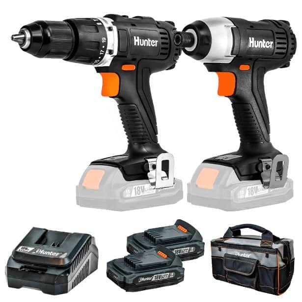 18V סט מברגה רוטטת ואימפקט HUNTER 100313-002