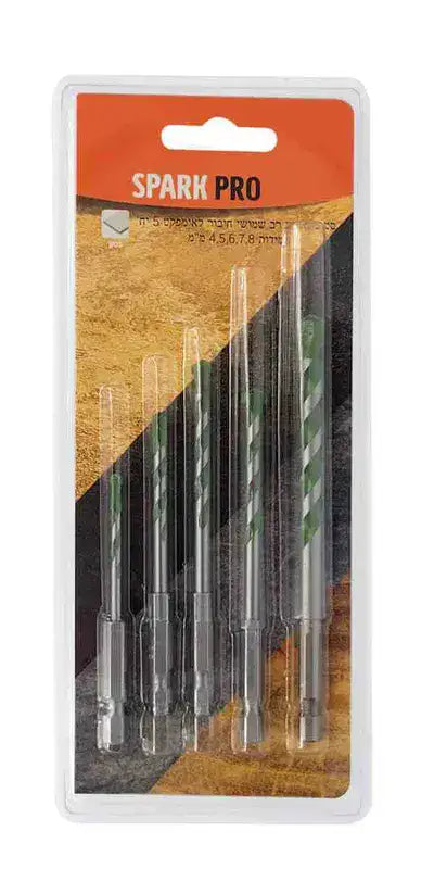סט מקדחים רב שימושיים חיבור לאימפקט 5 יח SPARK