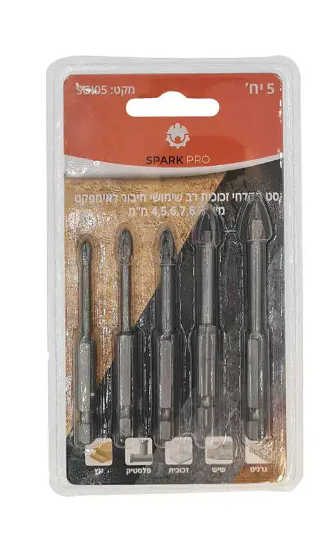 סט מקדחי זכוכית רב שימושי חיבור לאימפקט 5 יח SPARK