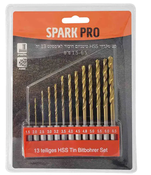 סט מקדחי HSS טיטניום 13 יח (חיבור לאימפקט) SPARK STI13