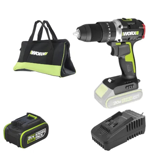 מקדחה 20V סוללה 4AH ומטען WORX WU369