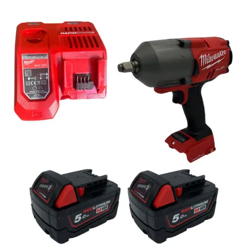 מפתח רטיטהּ 18V שתי סוללות 5HA מטען |Milwaukee|ONEFHIWF milwaukee M18 ONEFHIWF 12-2-5