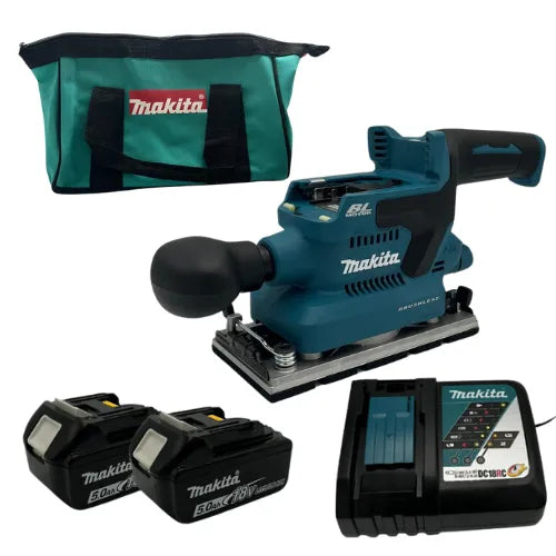 מלטשת 18V שתי סוללות  5HA + מטען DBO380 makita DBO380-2-5