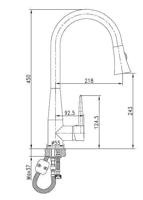 ברז מטבח נשלף CUCINA כרום ניקל AQUILA 61215 - מבט נוסף 2