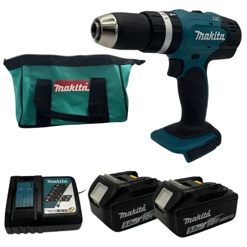 מקדחה 18V שתי סוללות 5HA ומטען Makita DHP453