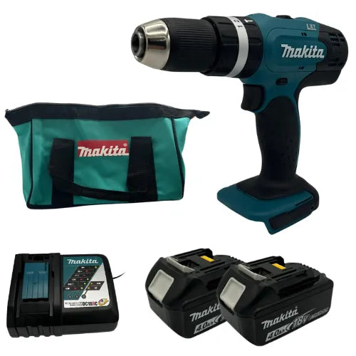 מקדחה 18V שתי סוללות 4HA ומטען DHP453 makita DHP453-2-4