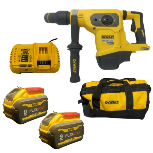 פטיש חציבה 6.1J 60V שתי סוללות 9AH מטען DeWALT DCH481