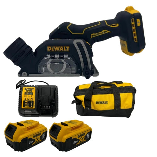 משחזת 20V 3" שתי סוללות 5AH ומטען DeWALT DCS438N
