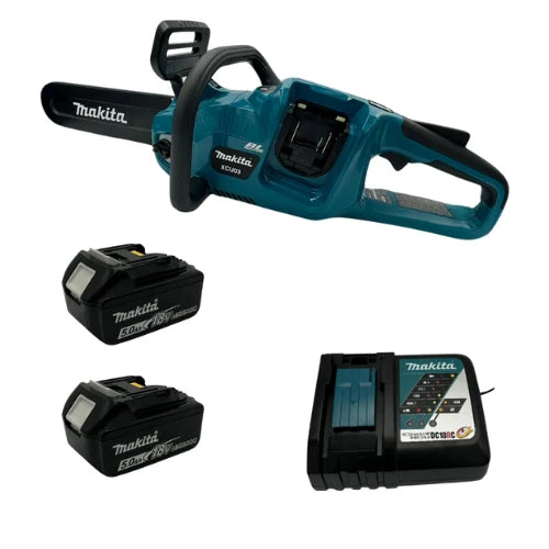 מסור שרשרת 36V שתי סוללות 5AH ומטען Makita XCU03PT1
