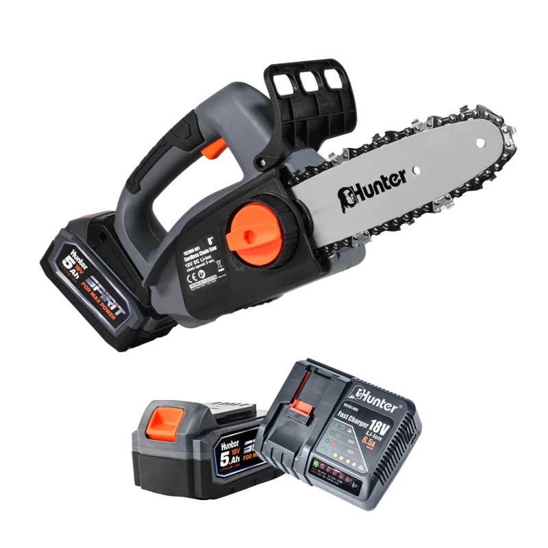 מסור שרשרת נטען "8 18V - סוללה 5Ah מטען 6.5A HUNTER