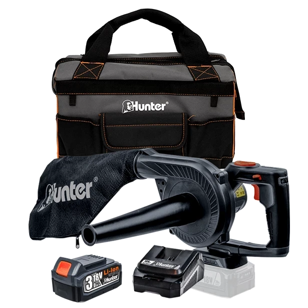 מפוח אוויר נטען 2 מצבים 18V - סוללה 2.5 Ah מטען 3A Hunter