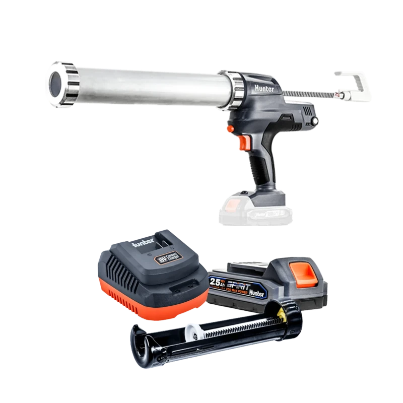 אקדח מרק נטען 18V - סוללה 2.5Ah מטען 3A ראש לסיליקון Hunter
