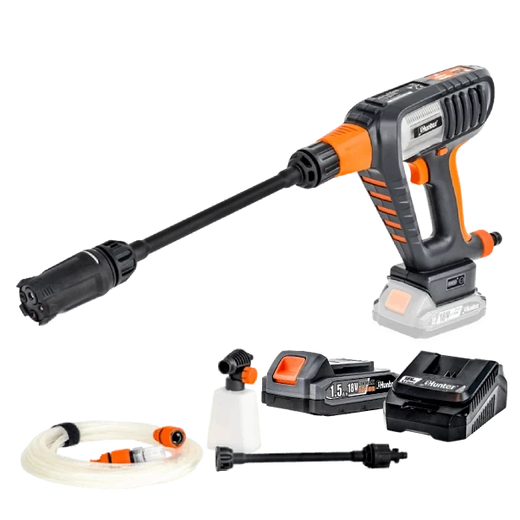 אקדח שטיפה בלחץ נטען 18V - סוללה 1.5Ah מטען 3A Hunter 102303-002