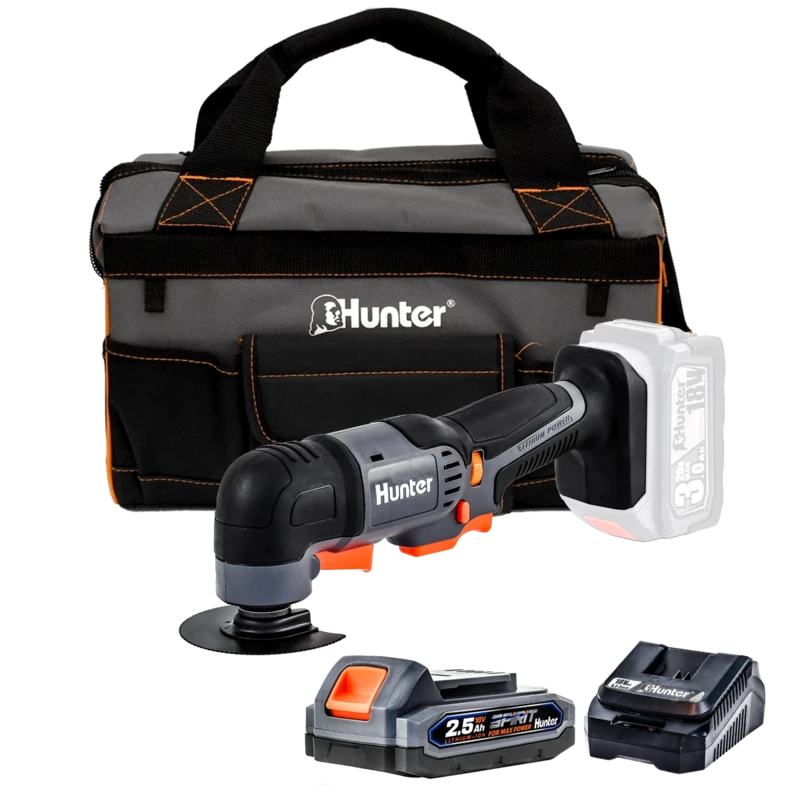 מולטיטול נטען 18V - סוללה 2.5Ah מטען 3A תיק בד ייעודי Hunter