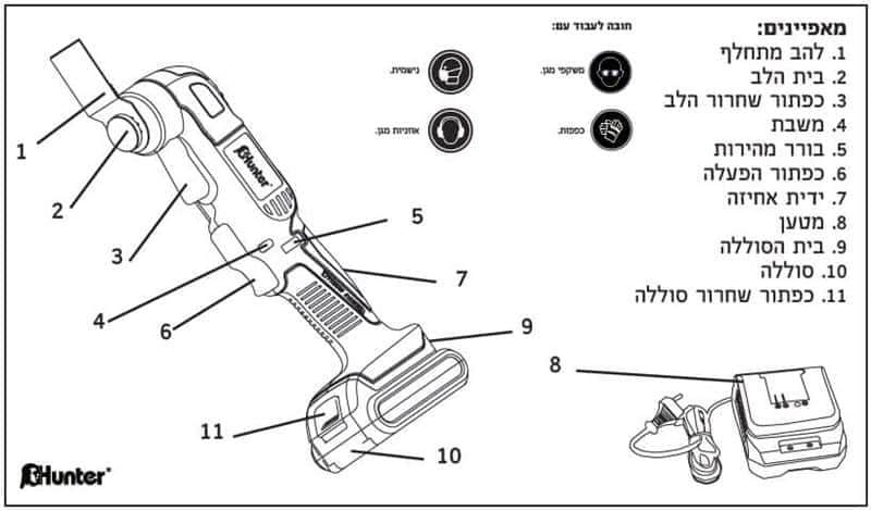 מולטיטול נטען 18V - סוללה 3Ah מטען 3A תיק בד ייעודי Hunter - מבט נוסף 4
