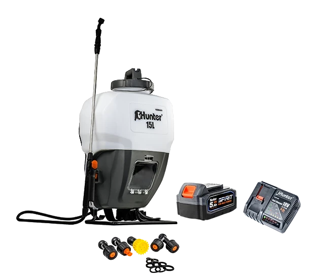 מרסס גב נטען 15 ליטר 18V - סוללה 5 Ah מטען 6.5A Hunter