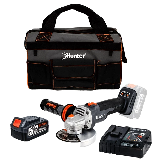 משחזת זווית 18V סוללה 3Ah ומטען HUNTER 100411-021