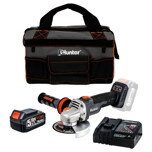משחזת זווית 18V סוללה 3Ah ומטען Hunter 100411-021