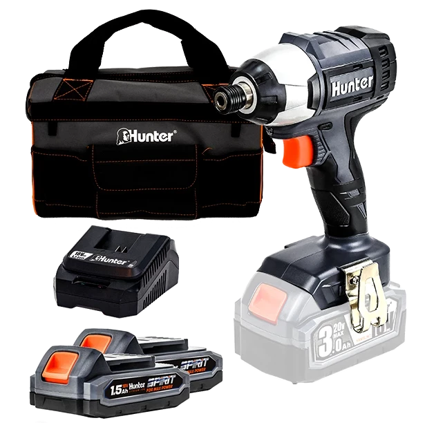 אימפקט 18V סוללות 2X1.5Ah ומטען HUNTER 100312-020