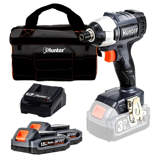 אימפקט 18V סוללות 2X1.5Ah ומטען Hunter 100312-020