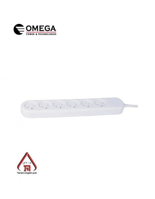 רב שקע 6 שקעים כולל כ - 1 מטר כבל OMEGA