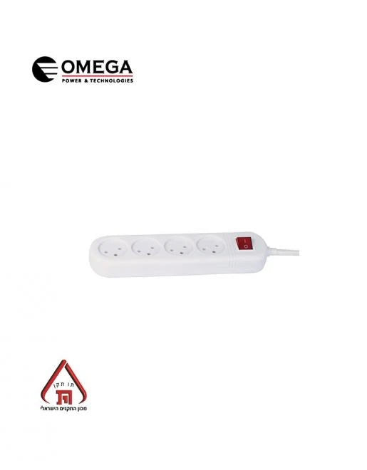 רב שקע כולל מפסק - 4 שקעים OMEGA