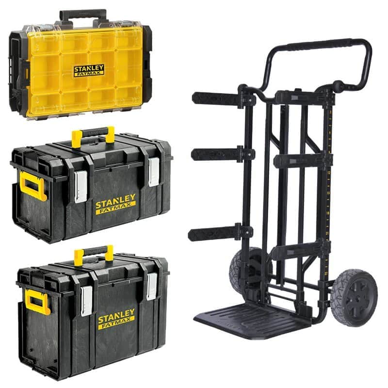 עגלת ארגזי + 3 ארגזים STANLEY FATMAX