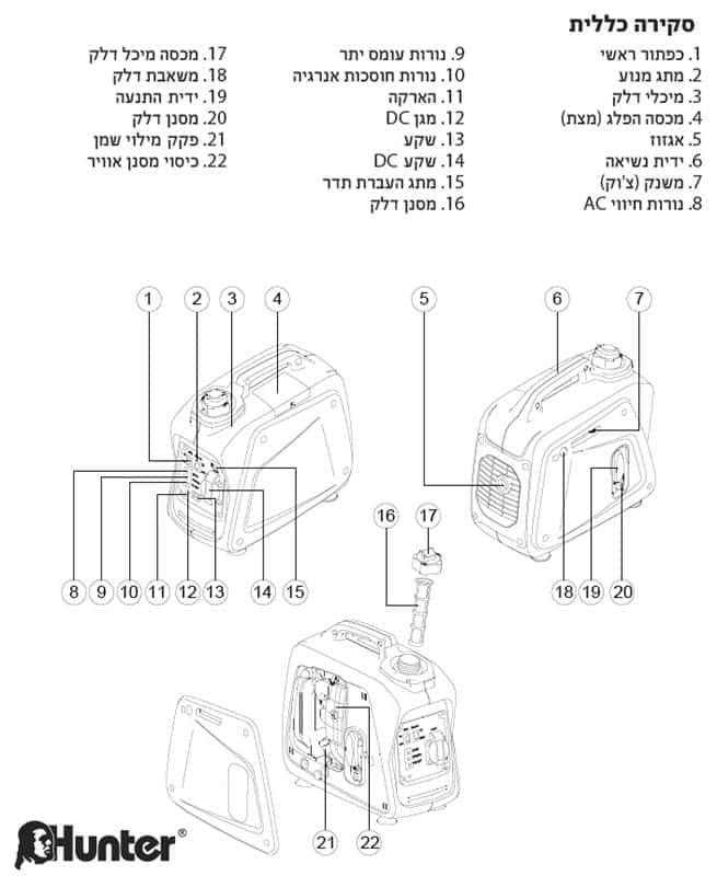 101000-011 Hunter 2000W גנרטור אינוורטר מושתק - מבט נוסף 2