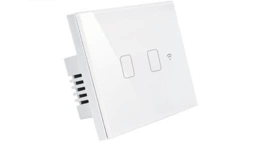 מפסק תאורה לבן 2 מתגים WF3-SWTC-2G-WH
