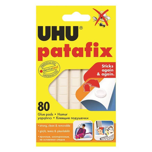 UHU מדבקות פלסטלינה לבנות להדבקה רב פעמיות 80 יח' UHU 4026700391251
