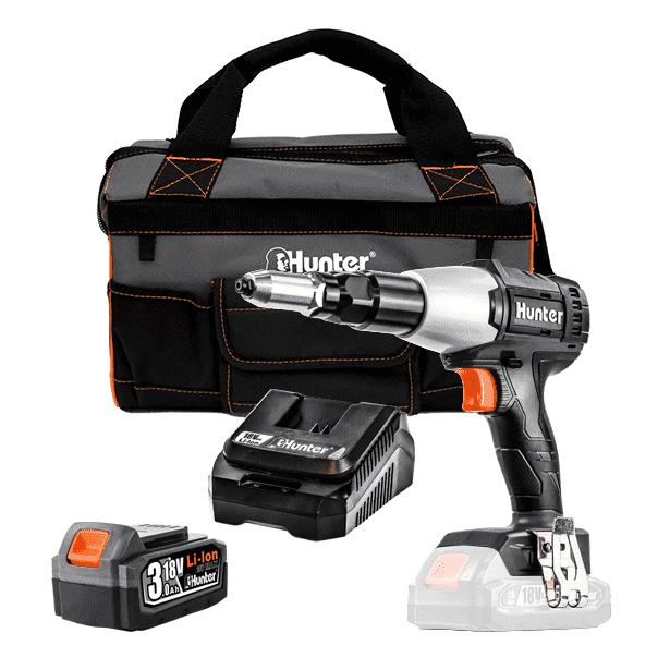 אקדח ניטים נטען Brushless 18V - סוללה 3Ah מטען 3A תיק Hunter