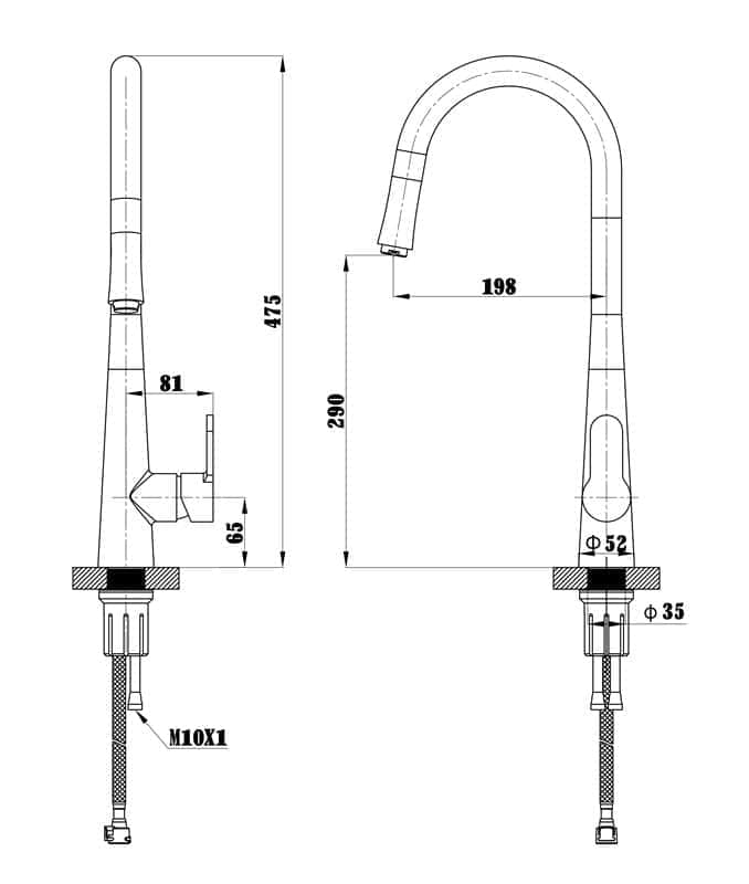 ברז נשלף MARTIN שחור מט AQUILA 2128A - מבט נוסף 2