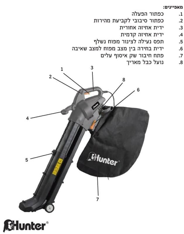Hunter - 2800W מפוח אוויר חשמלי 3 מצבים 103002-001 - מבט נוסף 4