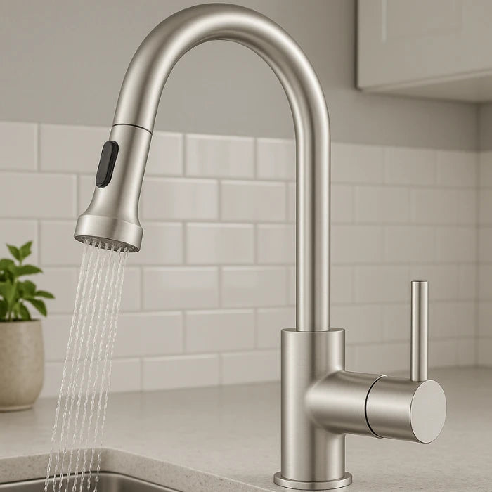 ברז מטבח נשלף ניקל מוברש דגם Niag   מבית Waterfall - מבט נוסף 3