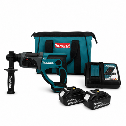 פטישון 18V שתי סוללות 4AH + מטען DHR202 makita DHR202-2-4