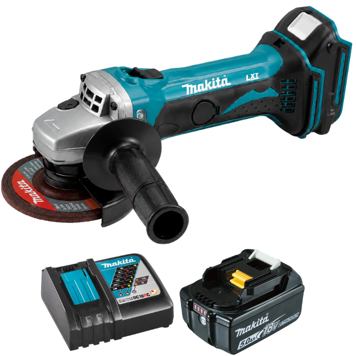 משחזת זווית 18V סוללה 5AH ומטען Makita DGA452Z
