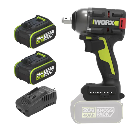 מפתח רטיטה 20V שתי סוללות 4AH ומטען WU289.9 WORX WU289.9-2-4