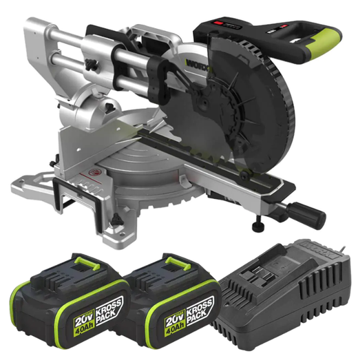 מסור גרונג 10" 40V שתי סוללות 4AH ומטען WU486.9 WORX WU486.9-2-4