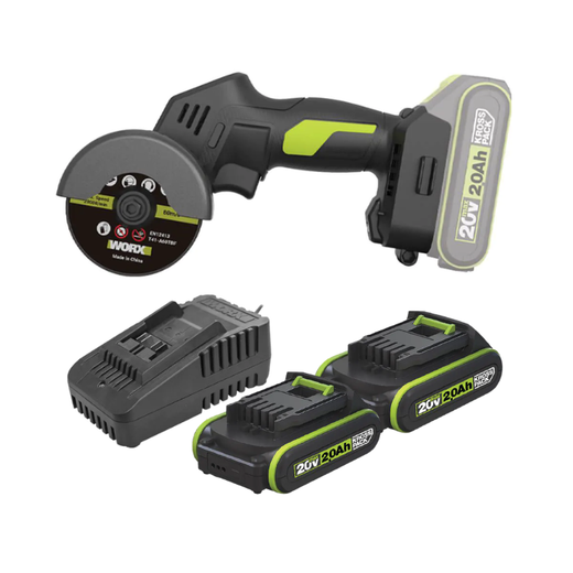 מיני משחזת 20V שתי סוללות 2AH ומטען WU802.9 WORX WU802.9-2-2