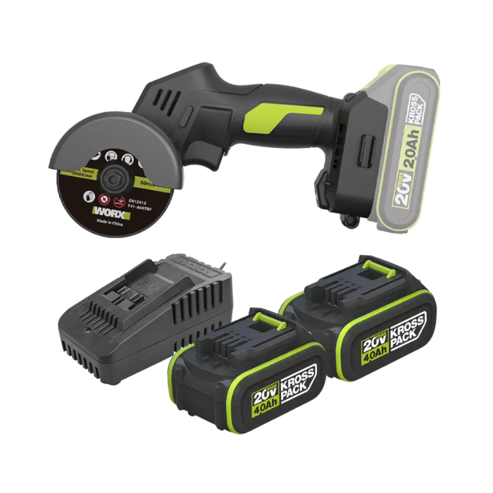 מיני משחזת 20V שתי סוללות 4AH ומטען WORX WU802.9